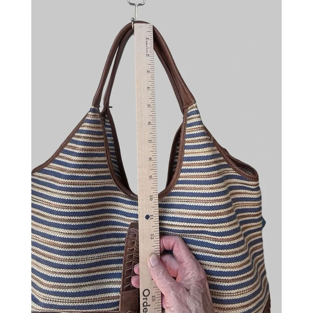 Steven by Steve Madden Striped Woven Large Hobo Tote Brown NWOT